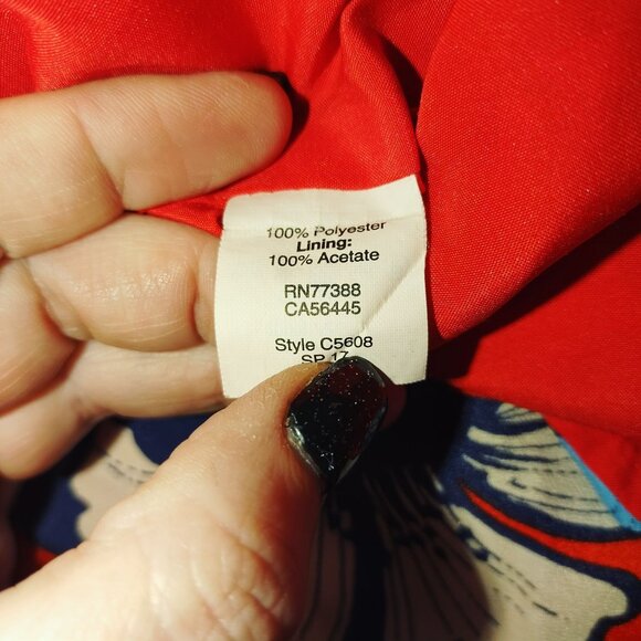 J. Crew Womens Dress 6 Red Blue Floral Print‎ Short Sleeve Shift Retro Summer - Picture 10 of 12